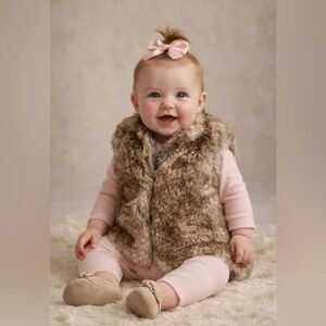 Starting Out Faux Fir Zip Up Vest Size 6 Months